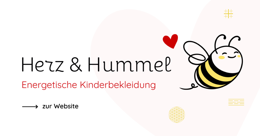 Teaser Herz und Hummel energetische Kinderbekleidung mit Link zur Website.